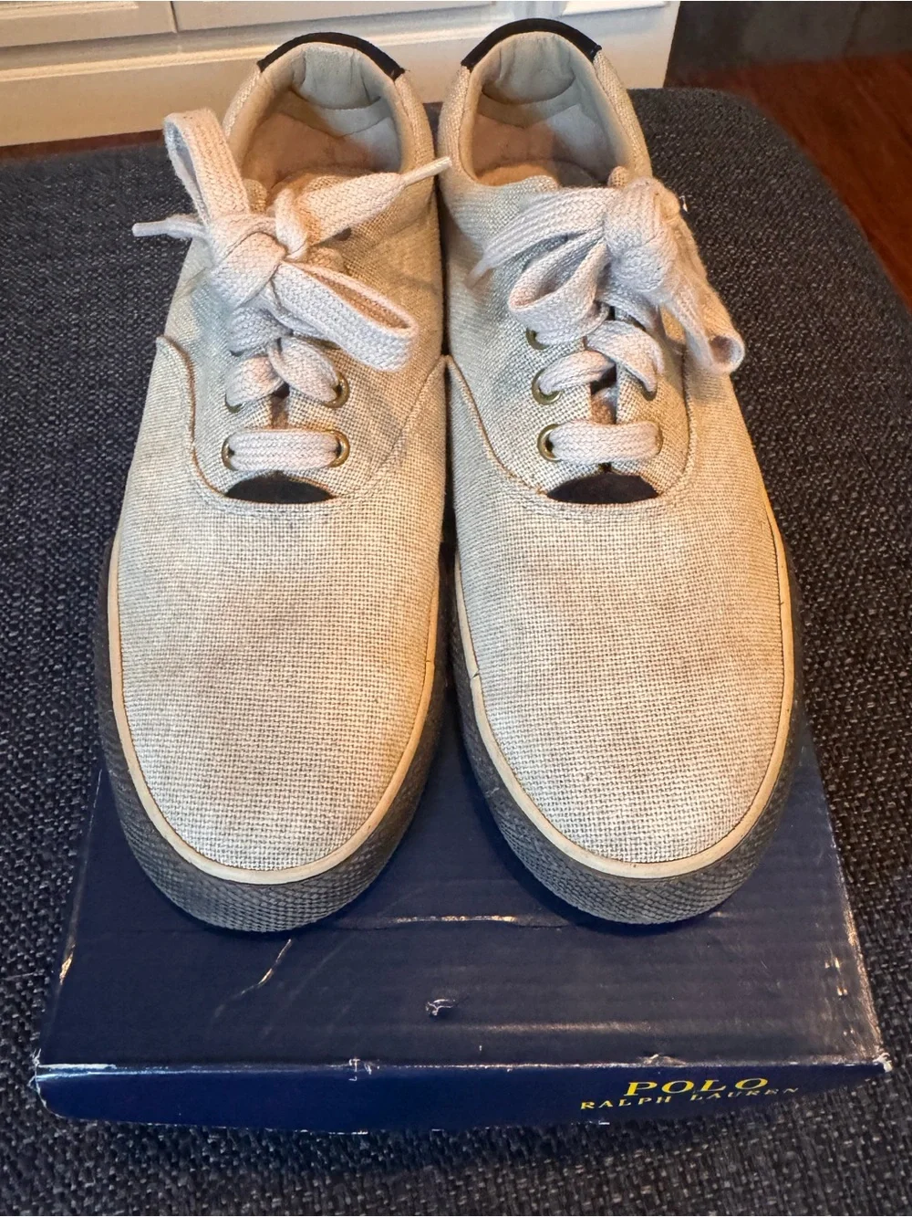 Polo Ralph Lauren Vaughn Natural Cotton Sneakers Suede Heels